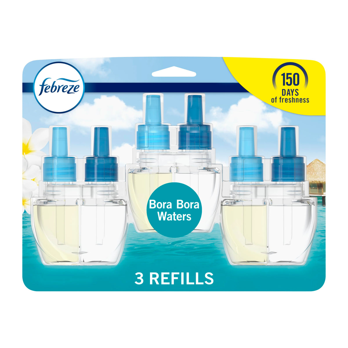 Febreze Plug In Air Freshener, Odor-Fighting Scented Oil Starter Kit, Air Fresheners for Home and Bathroom and Kitchen, Long Lasting for Strong Odors, Linen & Sky Scent, Warmer + 2 Refill