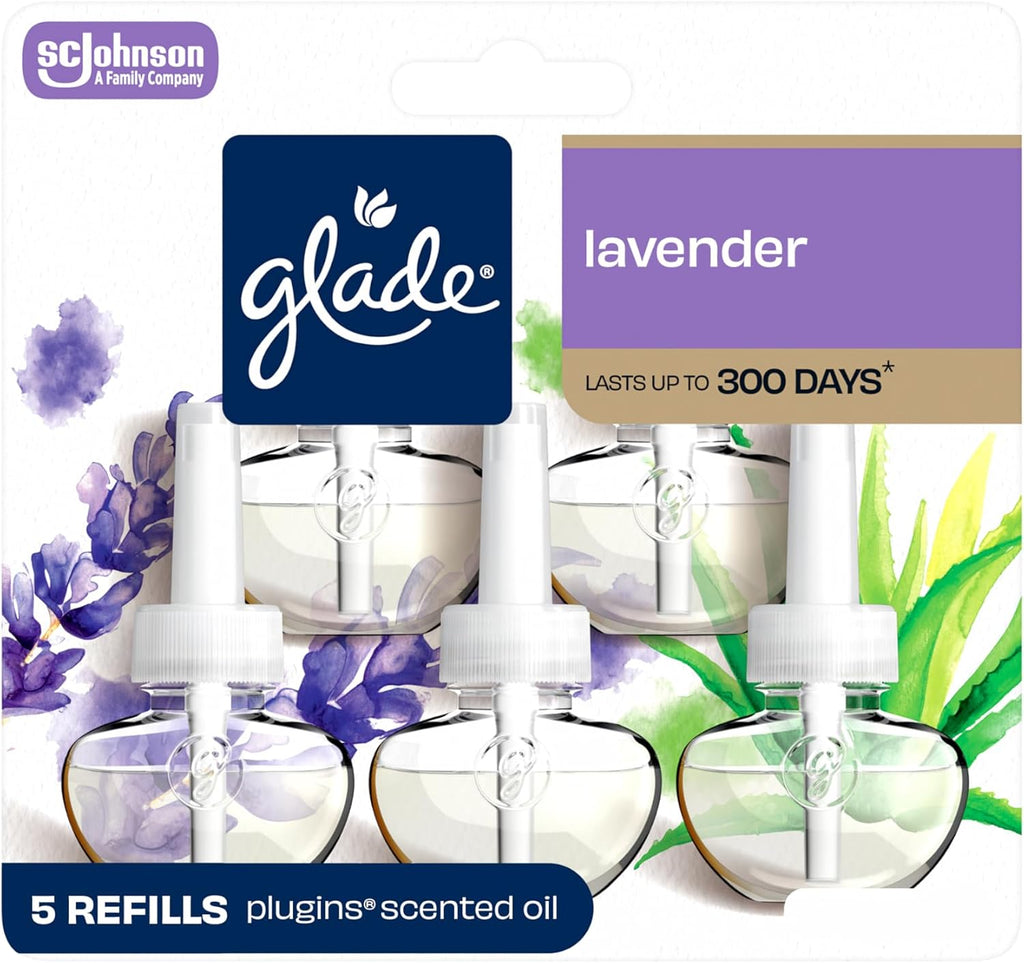 Glade PlugIns Air Freshener Refills, Lavender & Aloe, 5 Count