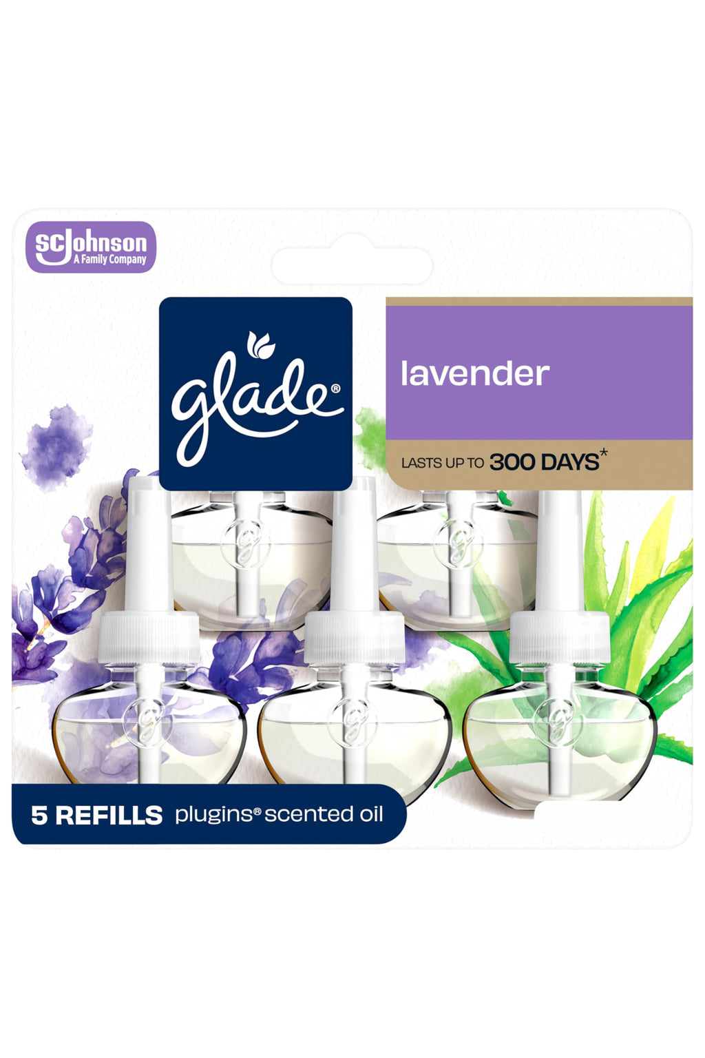 Glade PlugIns Air Freshener Refills, Lavender & Aloe, 5 Count