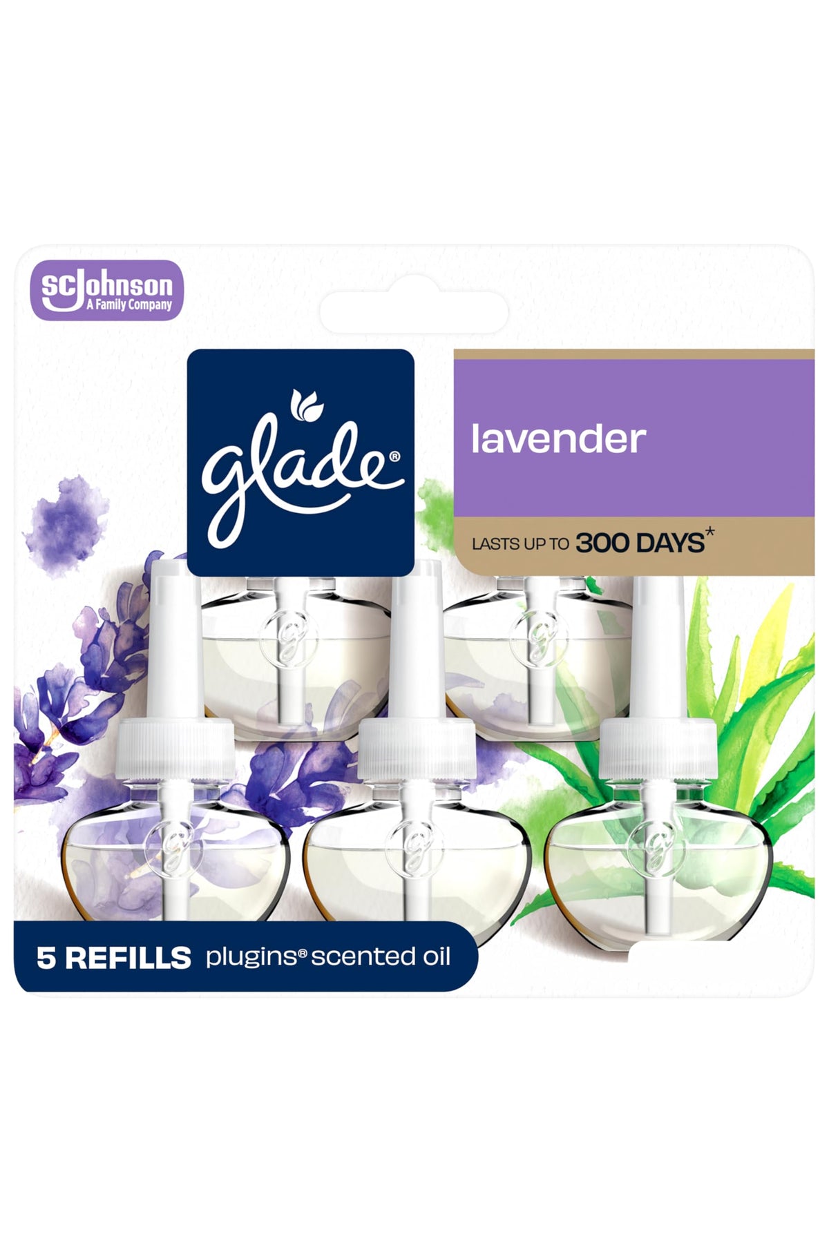 Glade PlugIns Air Freshener Refills, Lavender & Aloe, 5 Count