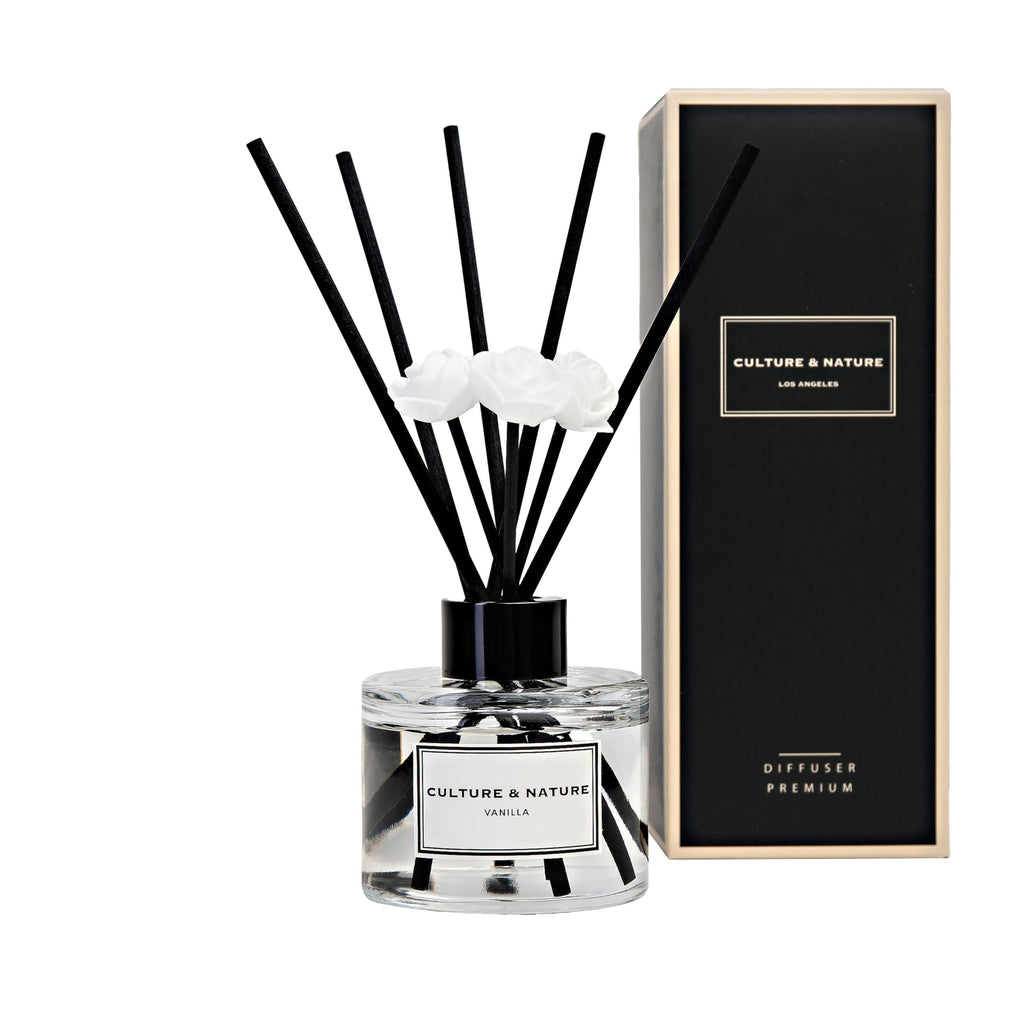 CULTURE & NATURE Reed Diffuser Set 6.7oz (200ml) Black Rose Scented Diffuser with Sticks Home Fragrance Reed Diffuser for Bathroom Shelf Decor