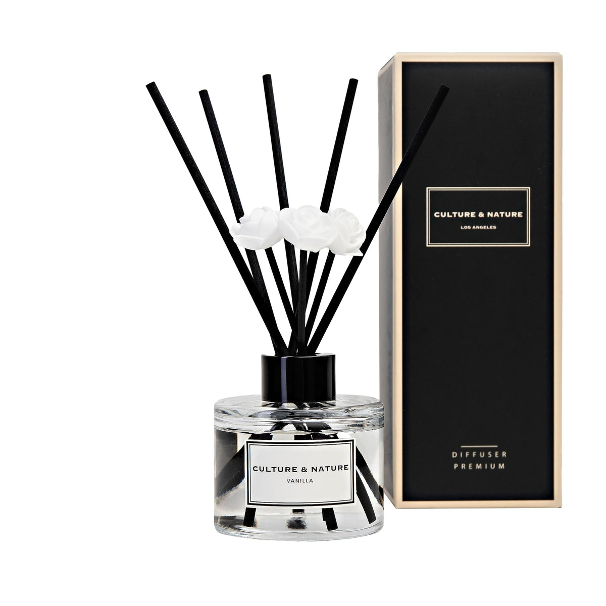 CULTURE & NATURE Reed Diffuser Set 6.7oz (200ml) Black Rose Scented Diffuser with Sticks Home Fragrance Reed Diffuser for Bathroom Shelf Decor