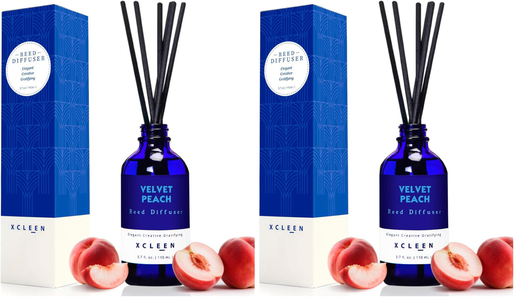 Xcleen Reed Diffusers Set, 3.7 Oz Scent Diffuser, 6 Reed Diffuser Sticks, Home Fragrance Hyacinth, Peony & Citrus, Aromatherapy Oil Diffuser Reeds, More Masculine Scent, Bathroom & Office Decor 110ml