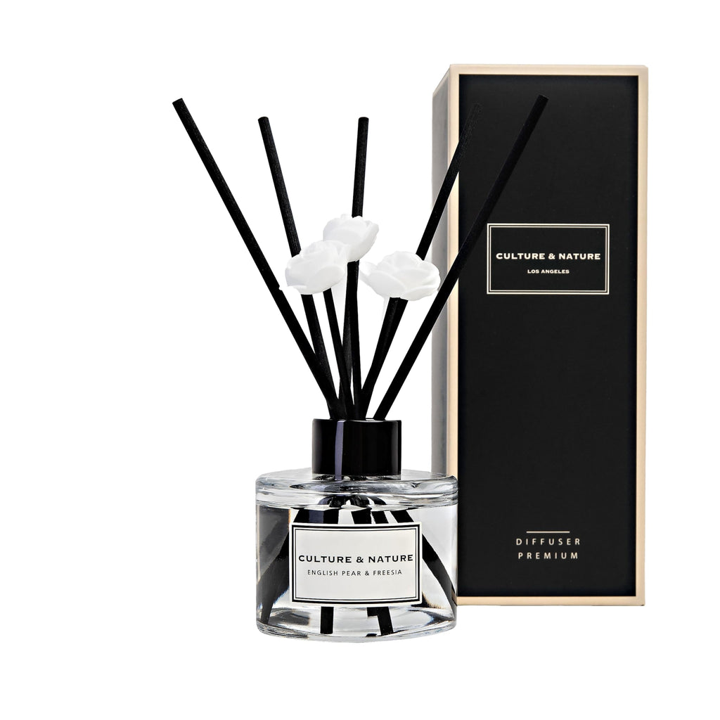 CULTURE & NATURE Reed Diffuser Set 6.7oz (200ml) Black Rose Scented Diffuser with Sticks Home Fragrance Reed Diffuser for Bathroom Shelf Decor