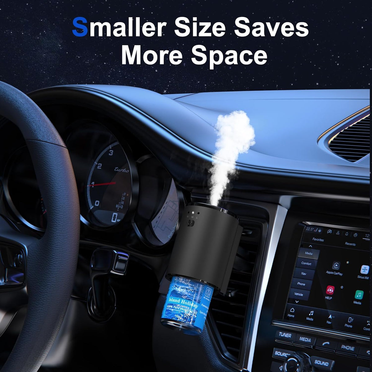 Car Air Freshener, Smart Car Air Freshener with Three Adjustable Modes, 5 Scents, 10 Refills, Auto On/Off, Air freshener Car Diffuser Suitable for Vent Clip (2 pack)