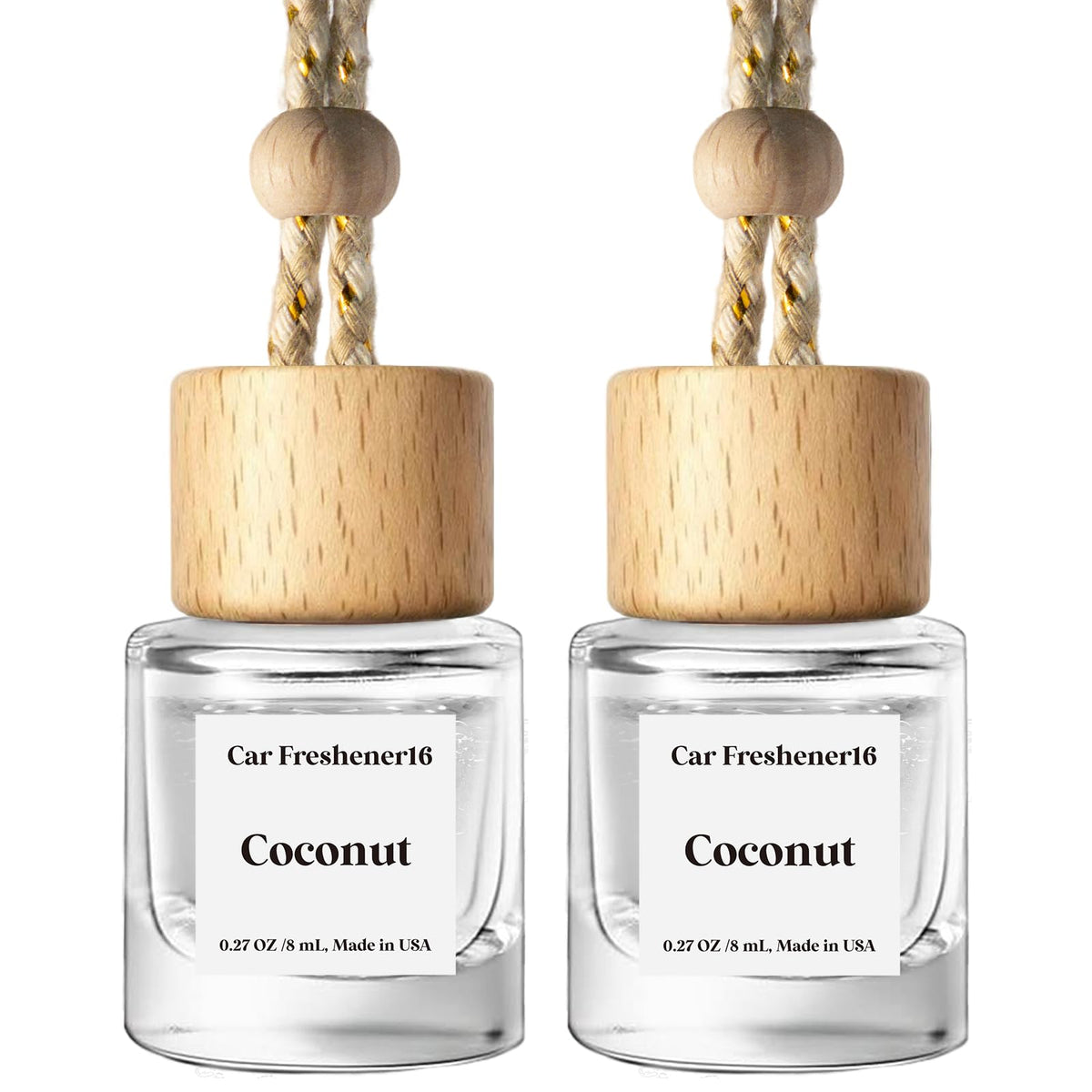 C Classy Car Air Freshener Hanging 2 Pack, Mahogany Teakwood Essential Oil Diffuser, Cute Glass Bottle, Long-Lasting Fragrance Car Accessories for Women & Men, Made in USA
