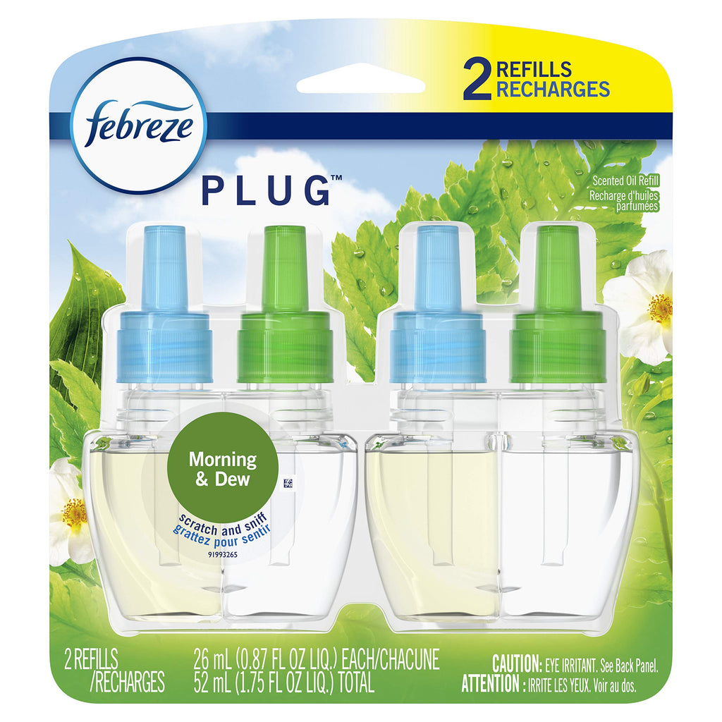 Febreze Plug In Air Freshener, Odor-Fighting Scented Oil Starter Kit, Air Fresheners for Home and Bathroom and Kitchen, Long Lasting for Strong Odors, Linen & Sky Scent, Warmer + 2 Refill
