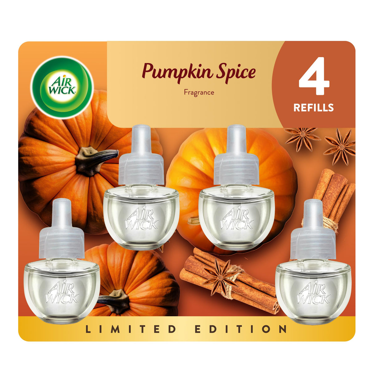 Air Wick Plug In Refills, Pumpkin Spice Air Freshener, 4ct