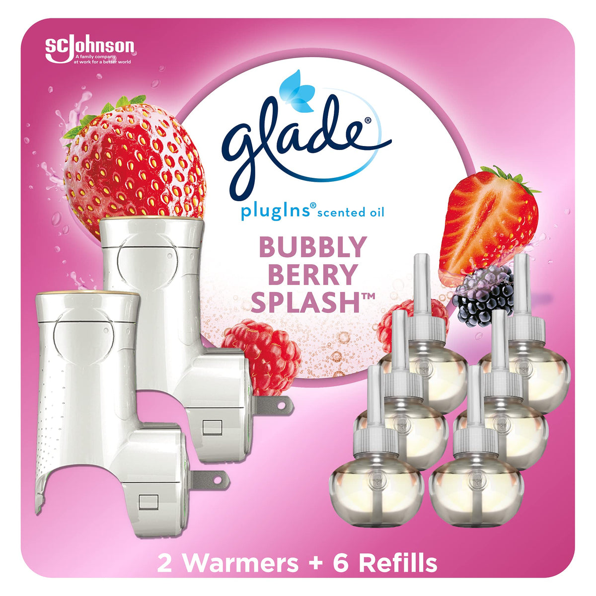 Glade PlugIns Air Freshener Starter Kit, Scented and Essential Oils for Home and Bathroom, Cashmere Woods, 4.02 Fl Oz, 2 Warmers and 6 Refills