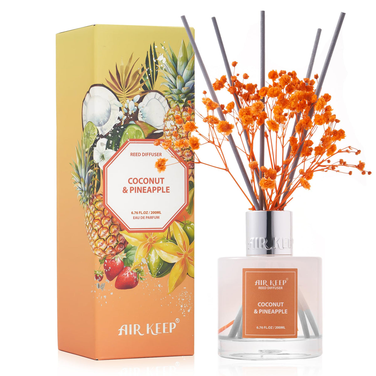 Airkeep Reed Diffuser Set,3.38 fl oz (100 ml) - Cashmere Vanilla Oil Diffusers with 8 Reed Sticks, Home Fragrance Reed Diffuser for Bathroom Shelf Decor