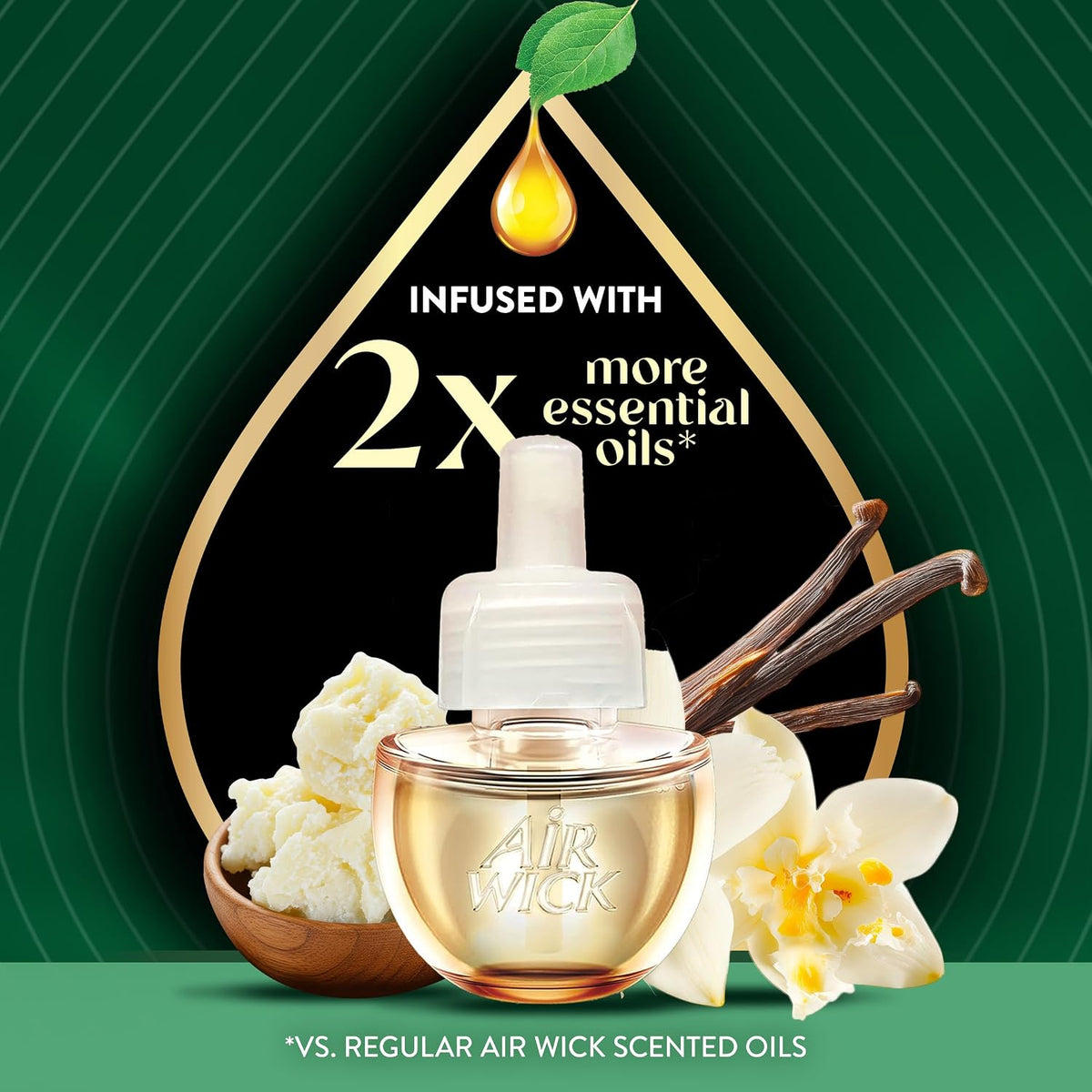 Air Wick Vibrant Plug In Scented Oil Refills,Sweet Vanilla &Shea Butter,4ct