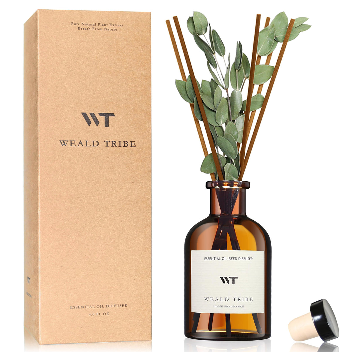 WEALD TRIBE Flower Reed Diffuser Set Vanilla Cinnamon Scent for Bathroom Air Fresheners | 4.0 fl oz Fragrance Oils with Sticks Home Fragrance Defusers | House Bedroom Office Shelf Decor & Gift