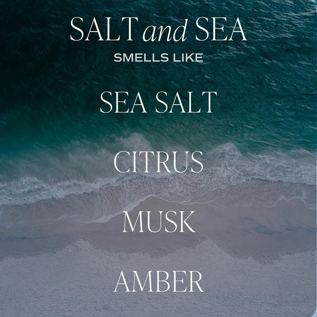 Sweet Water Decor Salt and Sea Reed Diffuser - Sea Salt, Citrus, Musk & Amber Scent - Long-Lasting 4 Month Home Fragrance, Non-Toxic, Aesthetic Home & Bathroom Decor, Made in USA, 3.5 Fl Oz