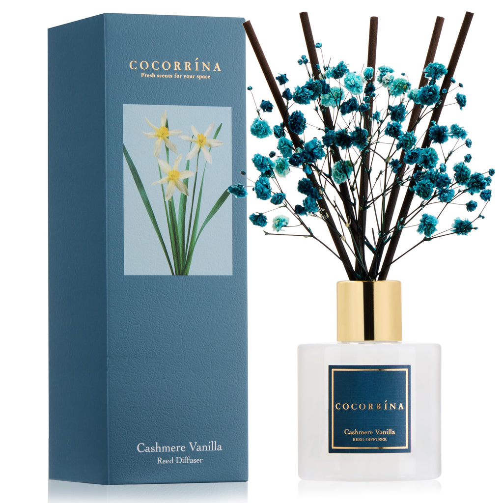 Cocorrína Reed Diffuser Set, Clean Linen 6.7 fl oz Scented Diffuser with Sticks Home Fragrance Reed Diffuser for Bathroom Shelf Décor