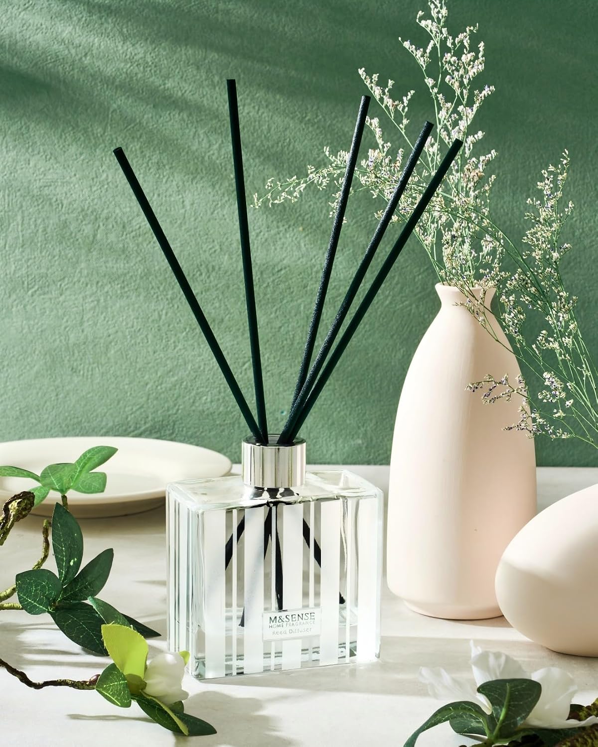 M&SENSE Reed Diffuser, Cinnamon Vanilla, 7.04 oz Natural Essential Oil