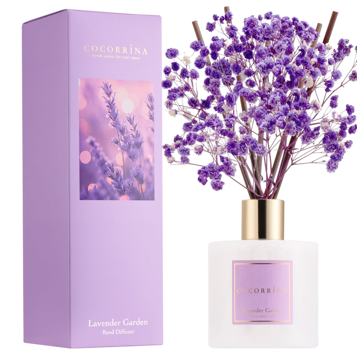 COCORRÍNA Reed Diffuser - Cashmere Vanilla 6.7 fl oz Reed Diffuser for Bedroom Bathroom Home Décor