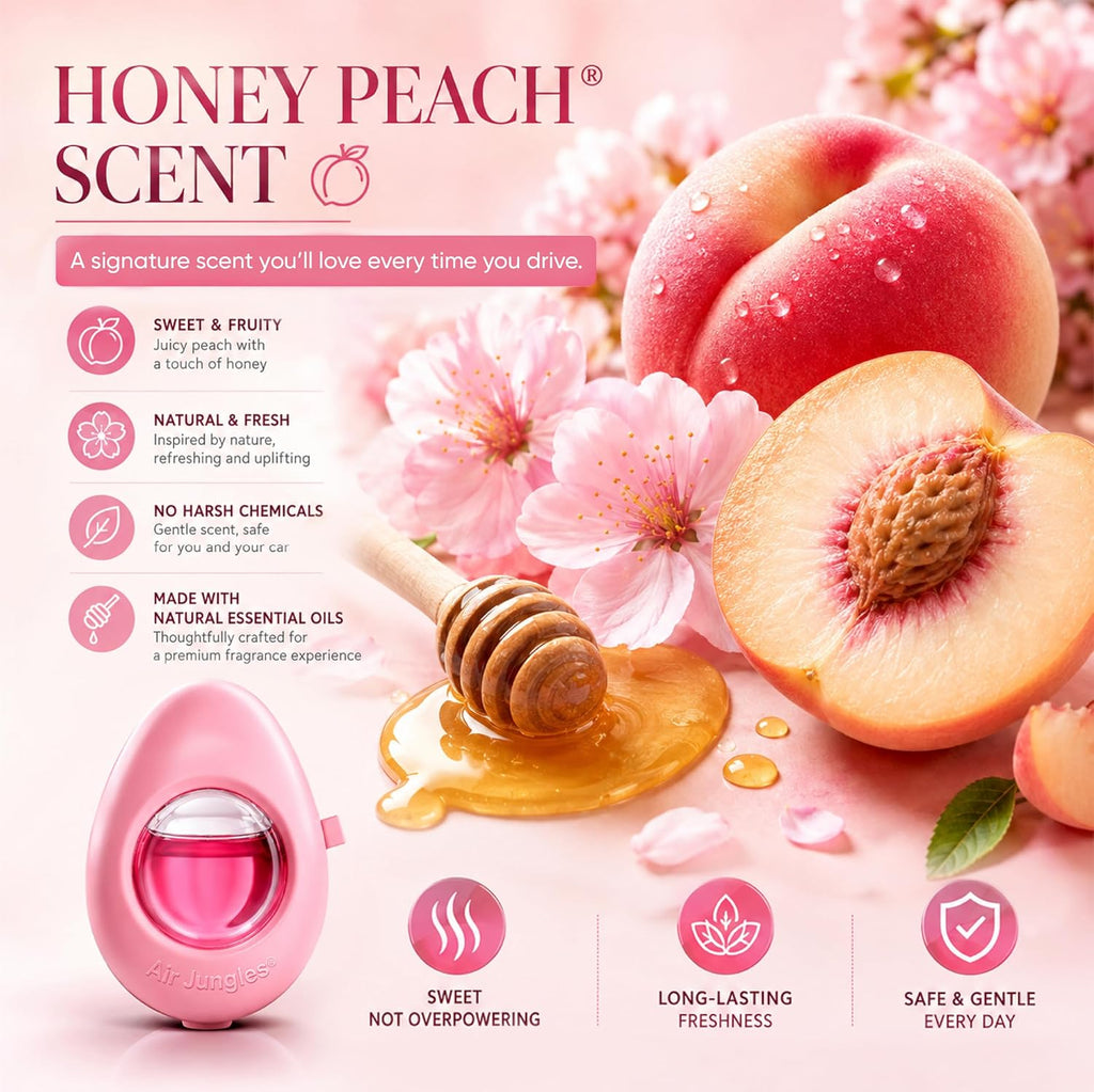 Air Jungles Pink Car Air Freshener Vent Clip 6 Ct, Honey Peach Scent