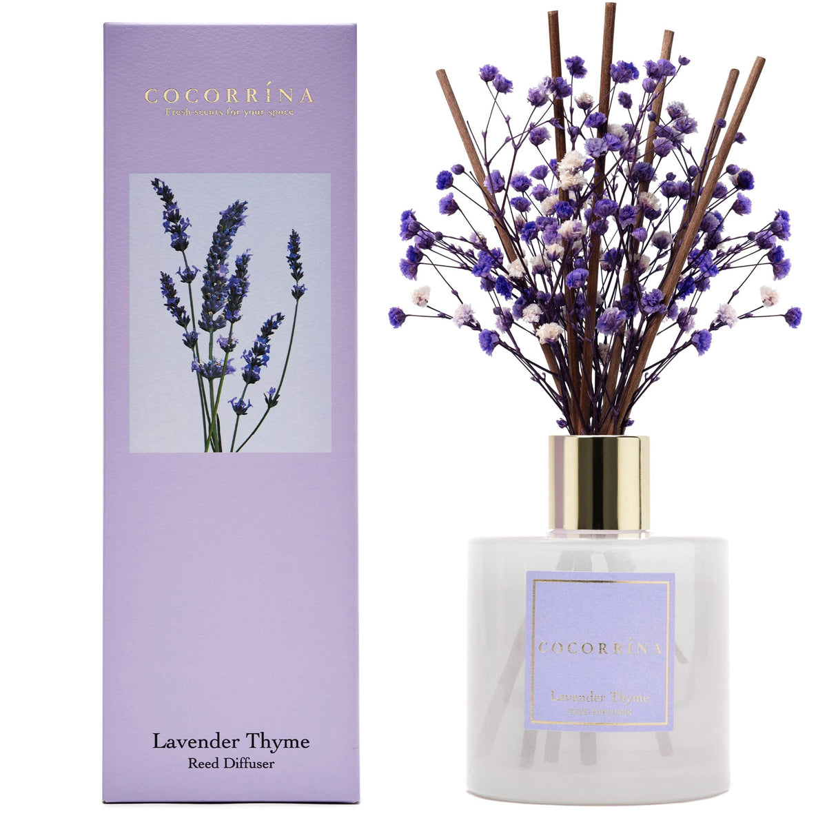 Cocorrína Reed Diffuser Set, Clean Linen 6.7 fl oz Scented Diffuser with Sticks Home Fragrance Reed Diffuser for Bathroom Shelf Décor