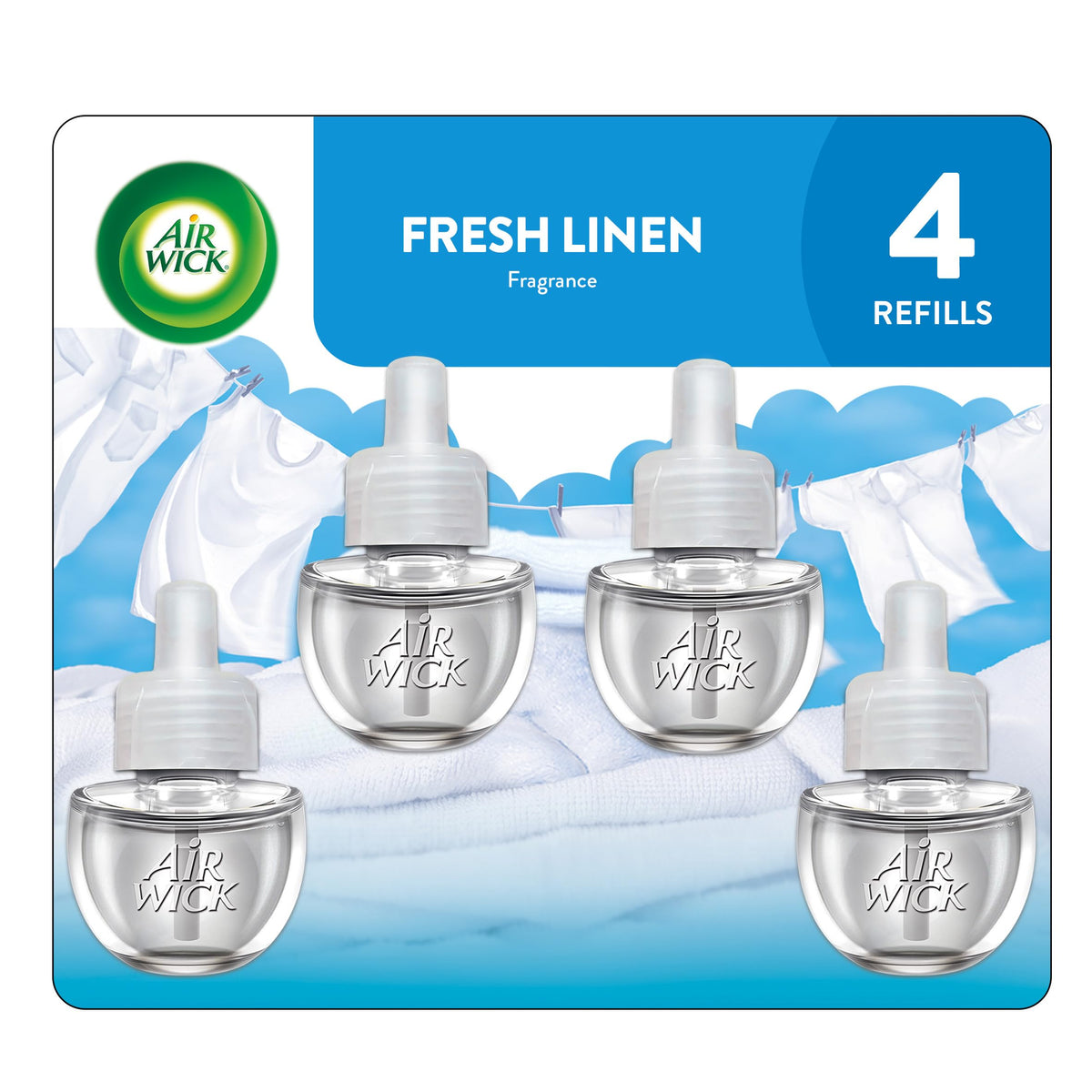 Air Wick Plug in Scented Oil Refill, 2 ct, Fresh Linen, Air Freshener, Essential Oils (Pack of 2)