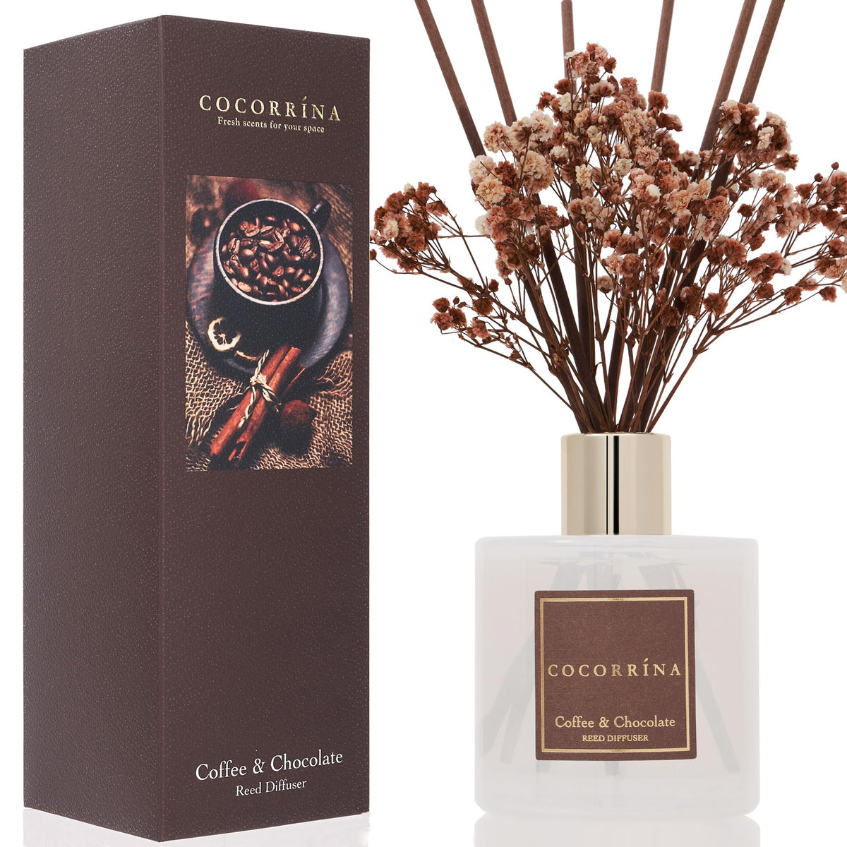 Cocorrína Reed Diffuser Set, Clean Linen 6.7 fl oz Scented Diffuser with Sticks Home Fragrance Reed Diffuser for Bathroom Shelf Décor