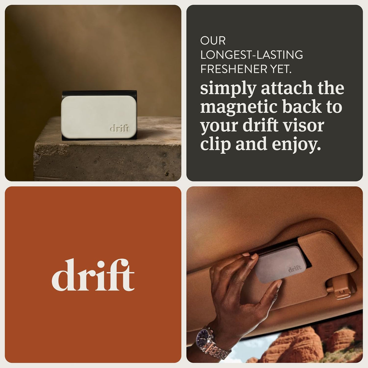 Drift Car Air Freshener - The Original Stone Air Freshener - Car Odor Eliminator - Long Lasting Scent - Metal Clip - Essential Oils - Clean Ingredients - Cabana Scent Starter Kit