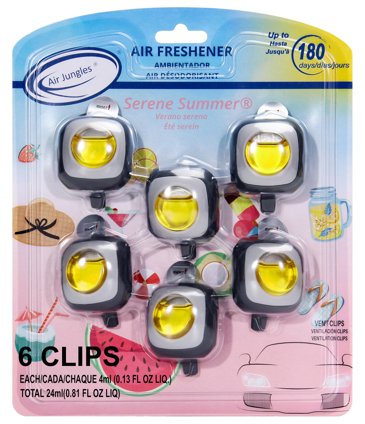 Air Jungles New Car Scent Car Air Freshener Vent Clip 6 Ct, Long Lasting