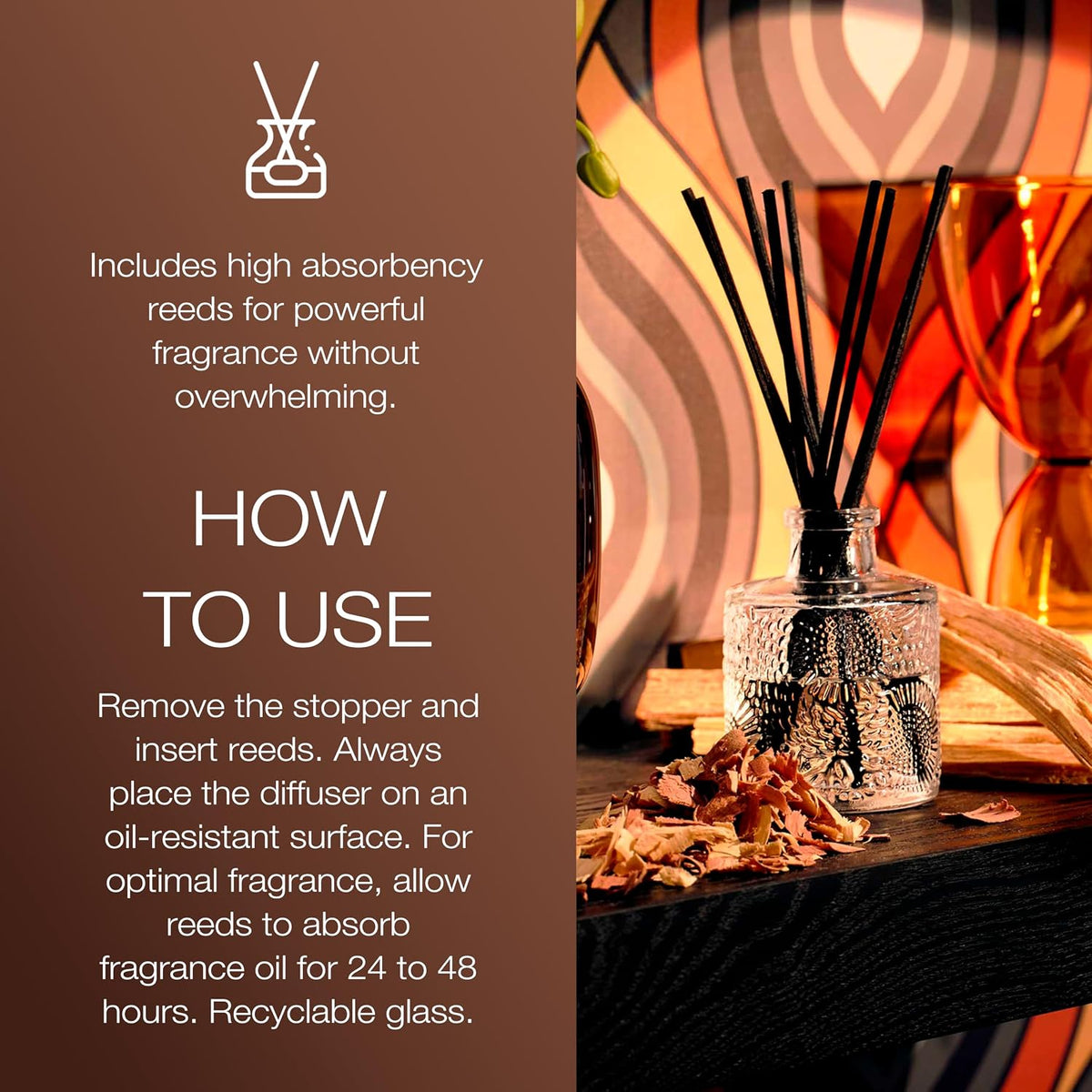 Voluspa Baltic Amber Oil Reed Diffuser, 3.4 Oz Home Fragrance