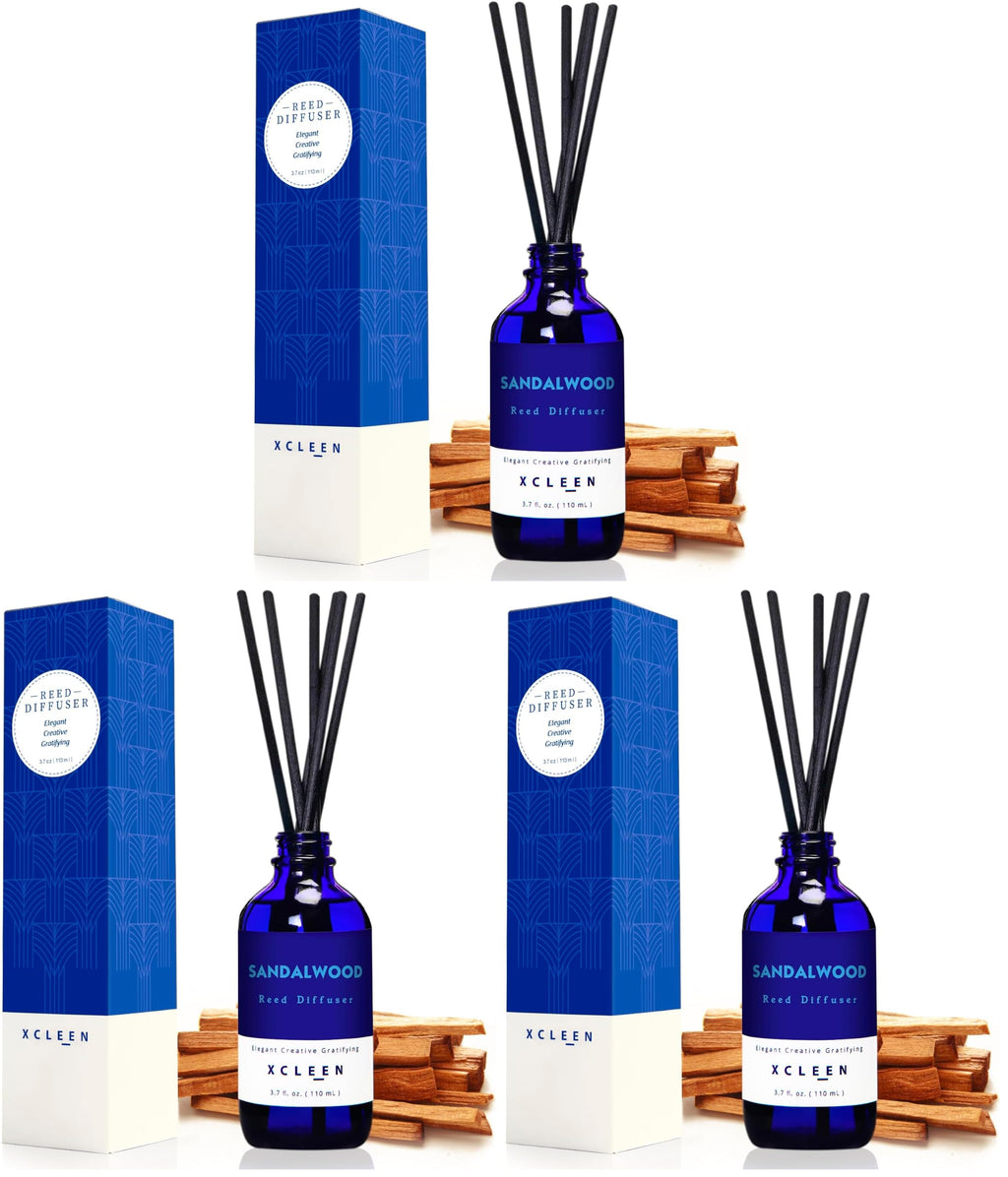 Xcleen Reed Diffusers Set, 3.7 Oz Scent Diffuser, 6 Reed Diffuser Sticks, Home Fragrance Hyacinth, Peony & Citrus, Aromatherapy Oil Diffuser Reeds, More Masculine Scent, Bathroom & Office Decor 110ml