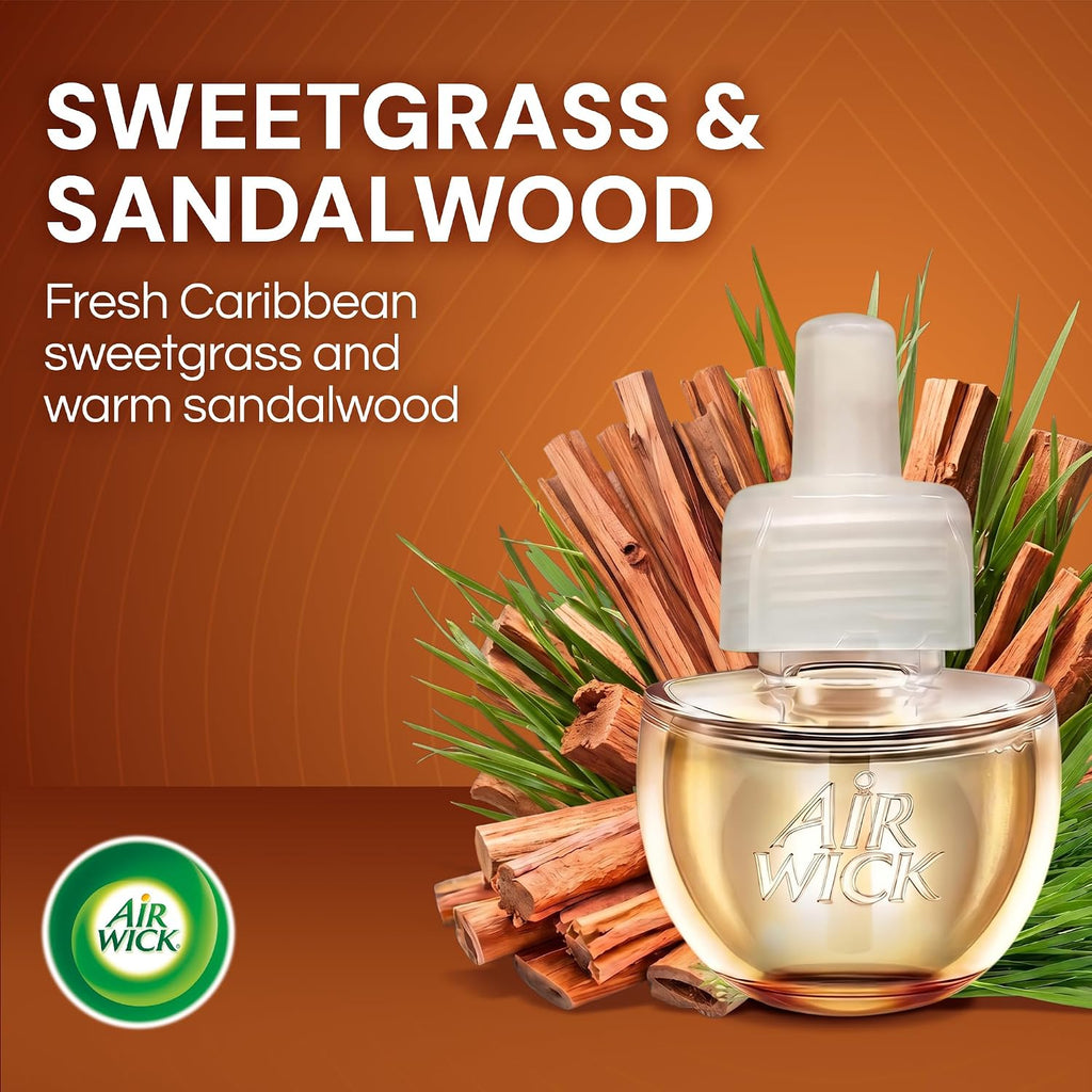 Air Wick Plug in Refills, Sweetgrass & Sandalwood, Essential Oil, 10 Count