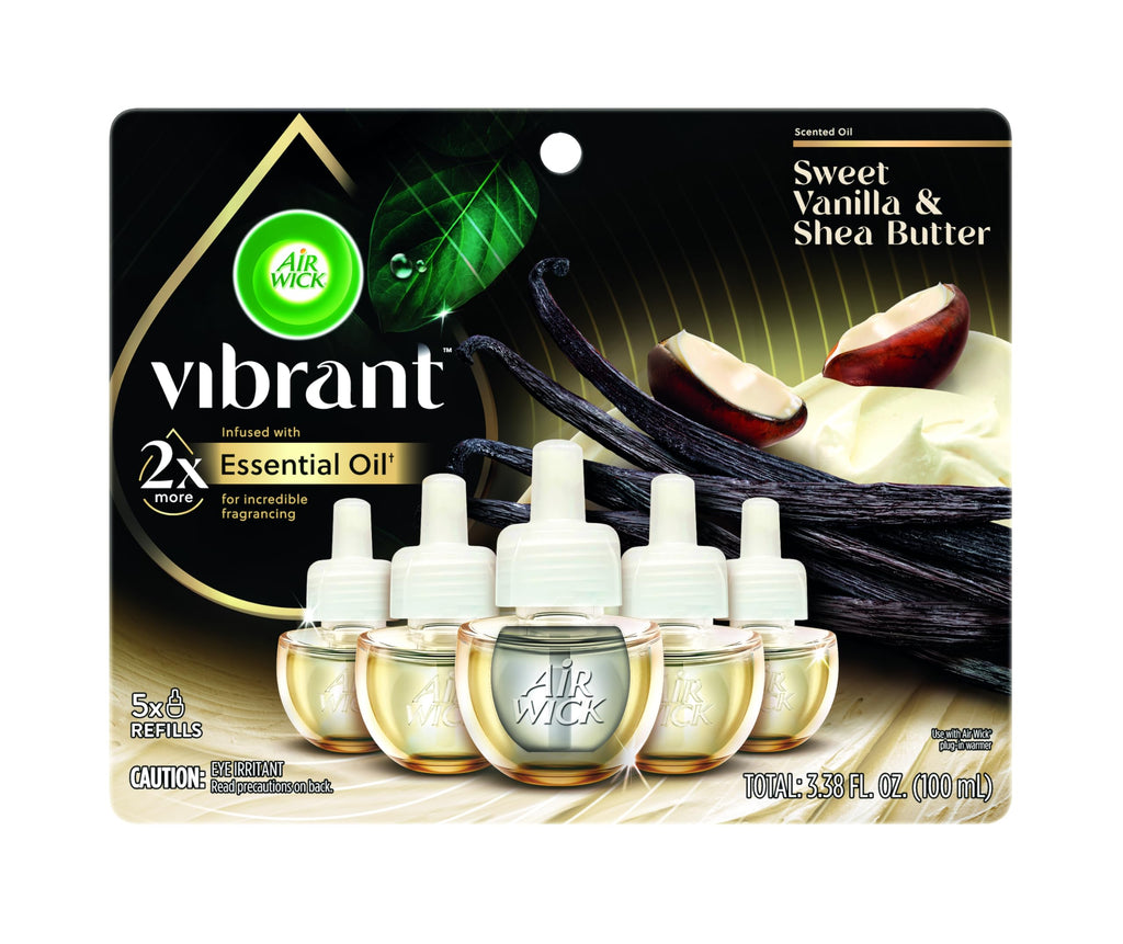 Air Wick Vibrant Plug In Scented Oil Refills,Sweet Vanilla &Shea Butter,4ct