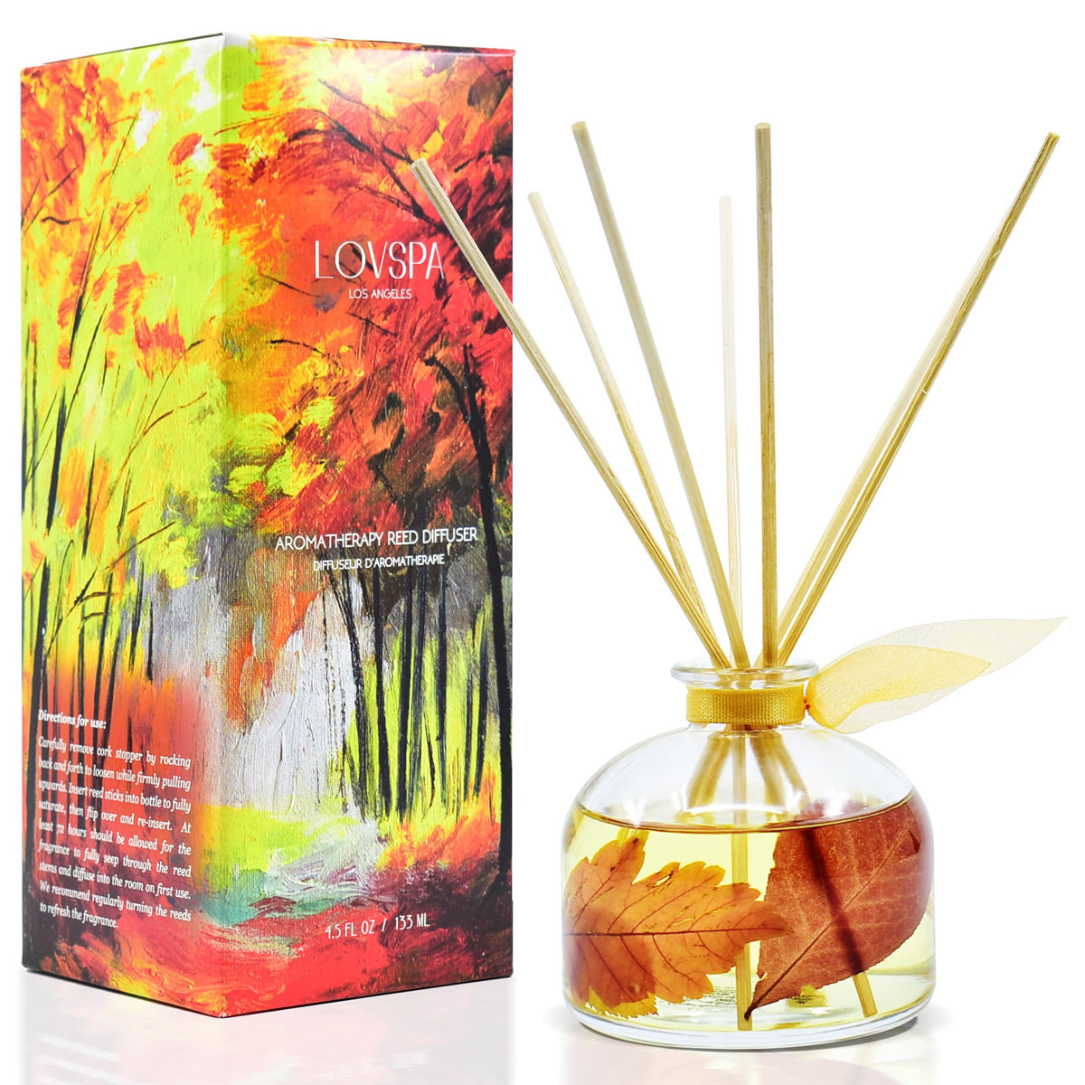 Reed Diffuser Set, Pumpkin Vanilla Chai Scented Oil Diffuser with Sticks, Home Fragrance Accessories for Bathroom Shelf Decor, Aroma Diffusers for Home or Office Fall Decor, USA Made
