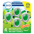 Febreze Bathroom Air Freshener, Odor-Fighting, Plug-in Alternative, Air Fresheners for Small Spaces in Home, Bathroom, Kitchen, & Closet, Pet & Litter Box Odor Fighter, Gain Original Scent, 4ct