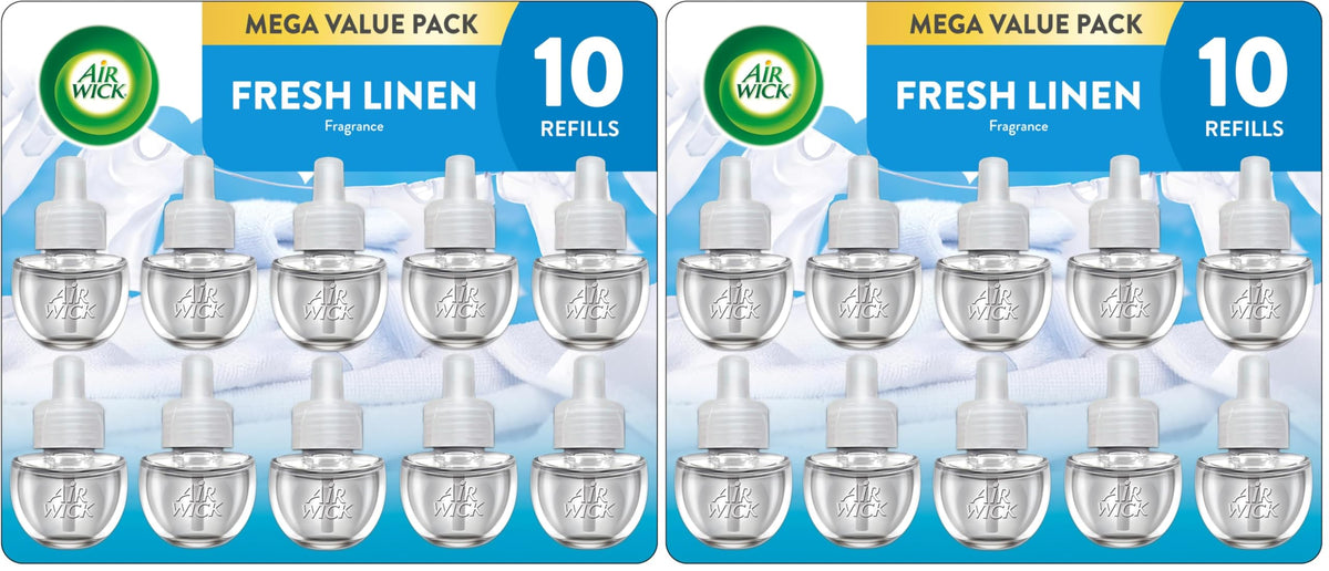 Air Wick Plug in Scented Oil Refill, 2 ct, Fresh Linen, Air Freshener, Essential Oils (Pack of 2)