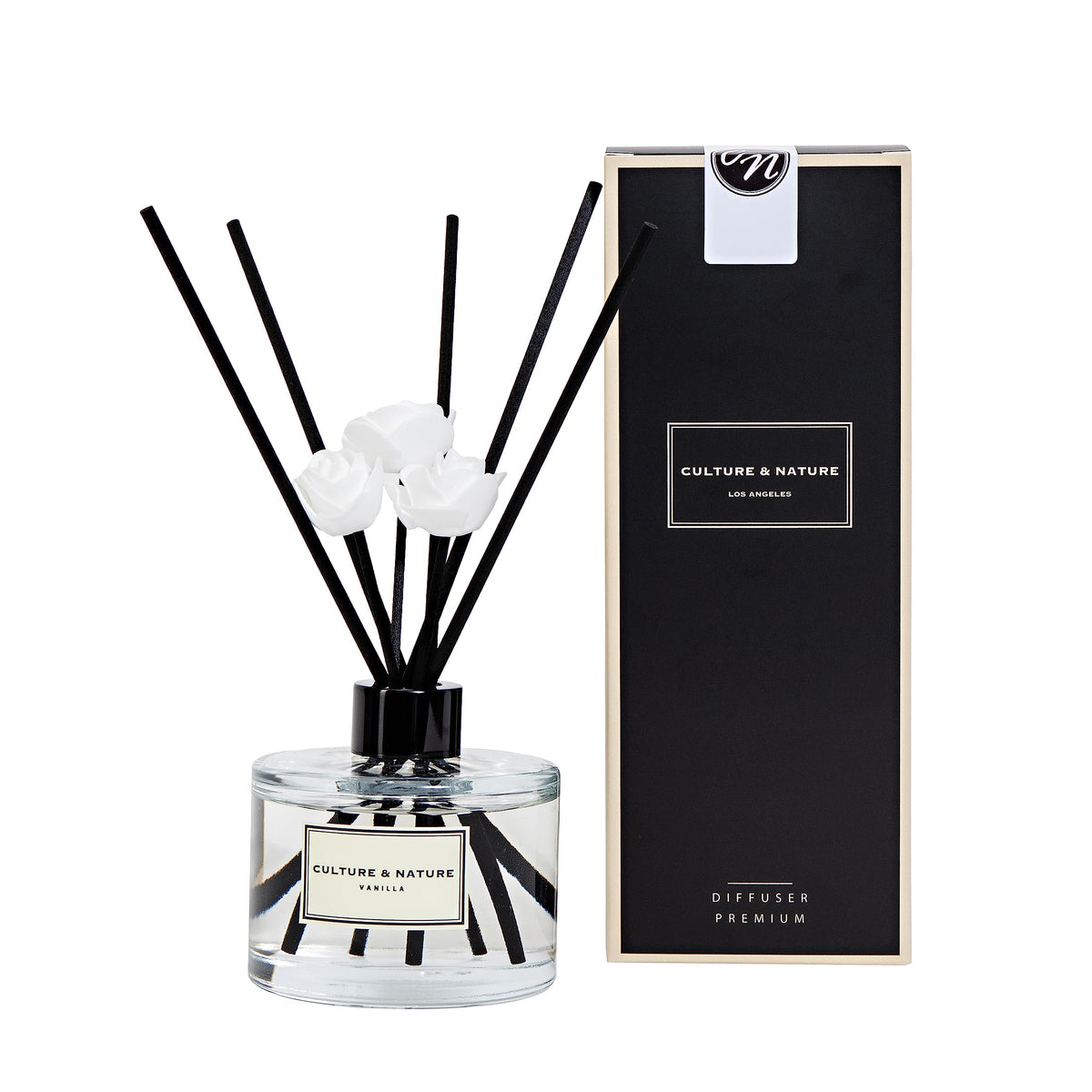 CULTURE & NATURE Reed Diffuser Set 6.7oz (200ml) Clean Cotton Scented Diffuser with Sticks Home Fragrance Reed Diffuser for Bathroom Shelf Decor