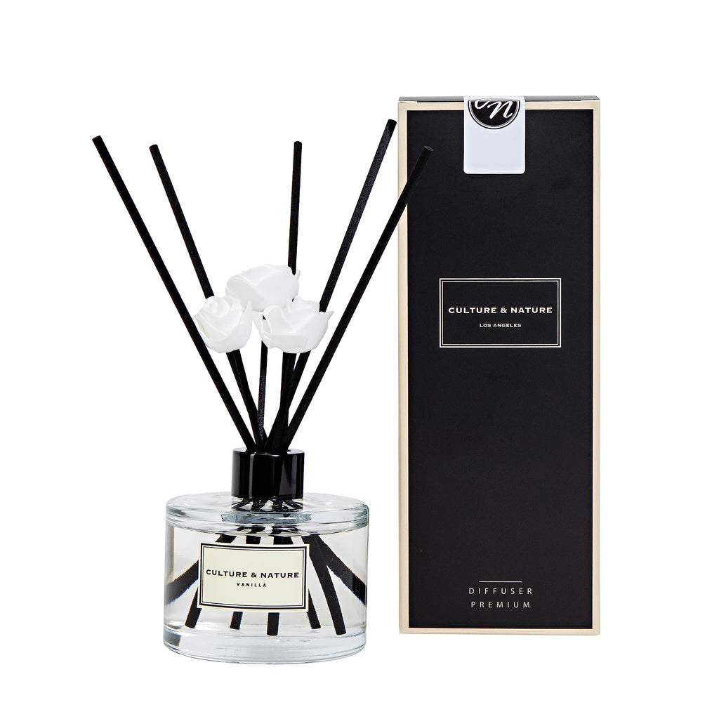 CULTURE & NATURE Reed Diffuser Set 6.7oz (200ml) Black Rose Scented Diffuser with Sticks Home Fragrance Reed Diffuser for Bathroom Shelf Decor