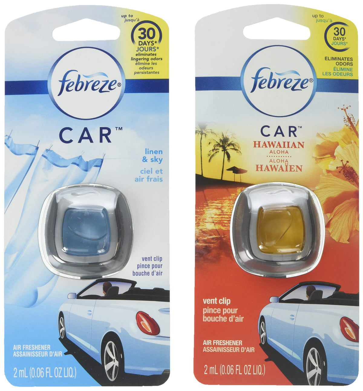Febreze Car Air Freshener Vent Clip Platinum Ice Scent, .07 oz. Car Vent Clip, Pack of 4