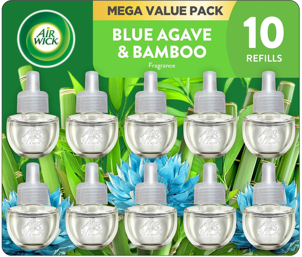 Air Wick Plug In Refills, Blue Agave and Bamboo, Essential Oils,10 count