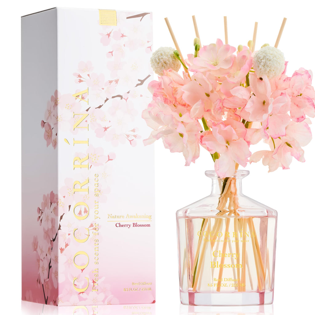 COCORRÍNA Reed Diffuser - Cashmere Vanilla Flower Reed Diffuser Set with 8 Sticks, Home Fragrance Reed Diffuser for Home Bedroom Office Bathroom Shelf Decor (Master Collection)