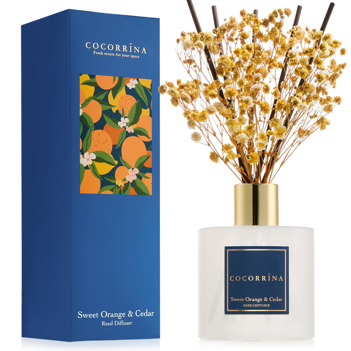 COCORRÍNA Reed Diffuser - Cashmere Vanilla 6.7 fl oz Reed Diffuser for Bedroom Bathroom Home Décor