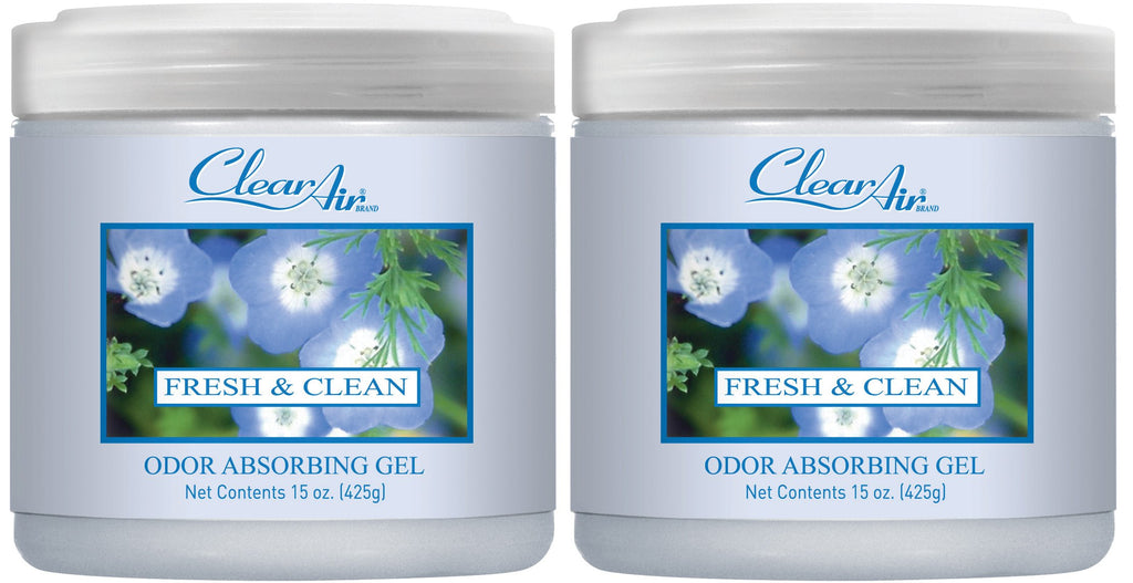 Clear Air 15oz Gel Odor Eliminator - Absorb & Remove Strong Odors from Pets, in Bathrooms, Basements, Garage, Cars, RVs & Boats - Eliminate Tough Odors with Essential Oils (Vanilla Lavender, 2-Pack)