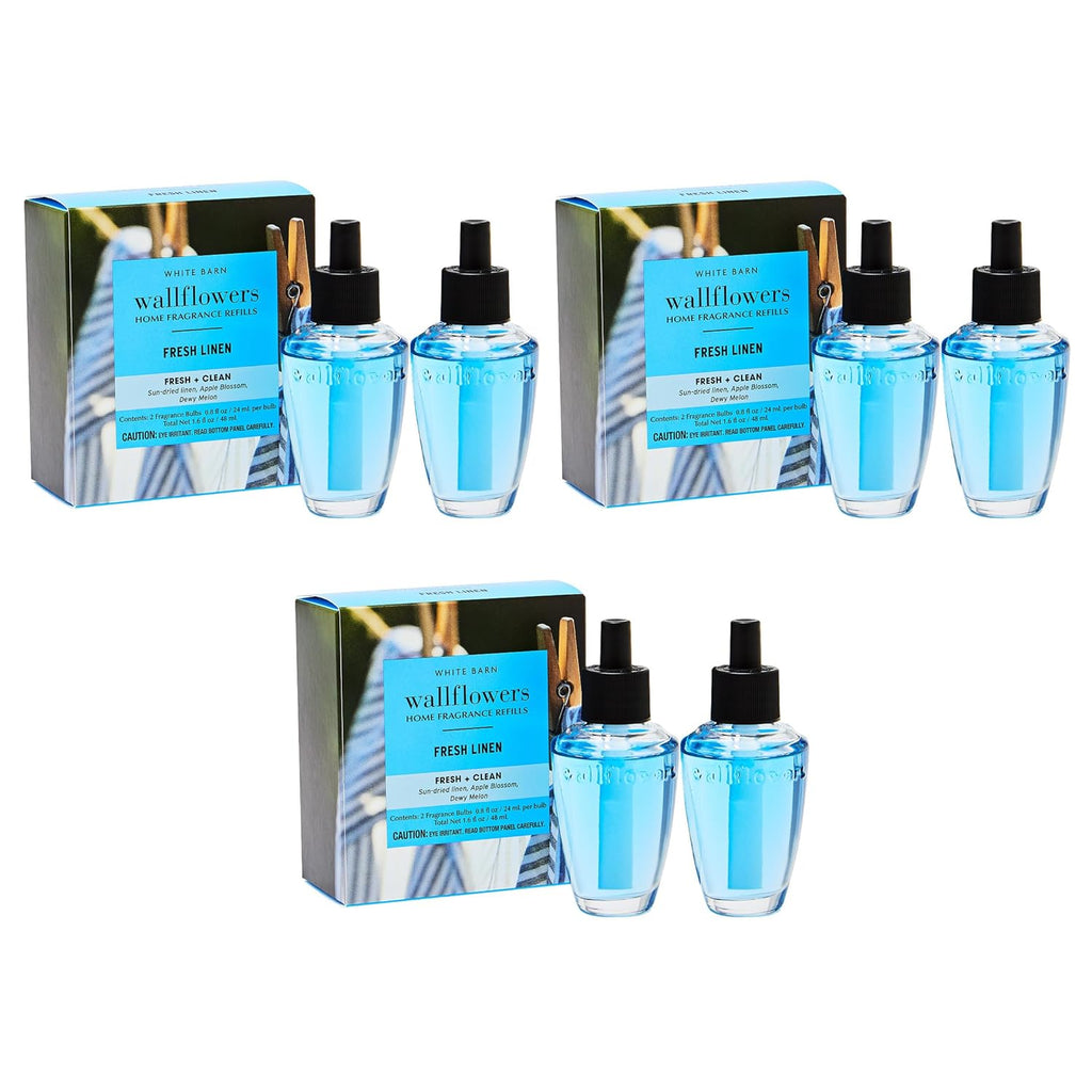 Bath & Body Works Wallflowers Refills, Fresh Linen Scent, 6 Pack