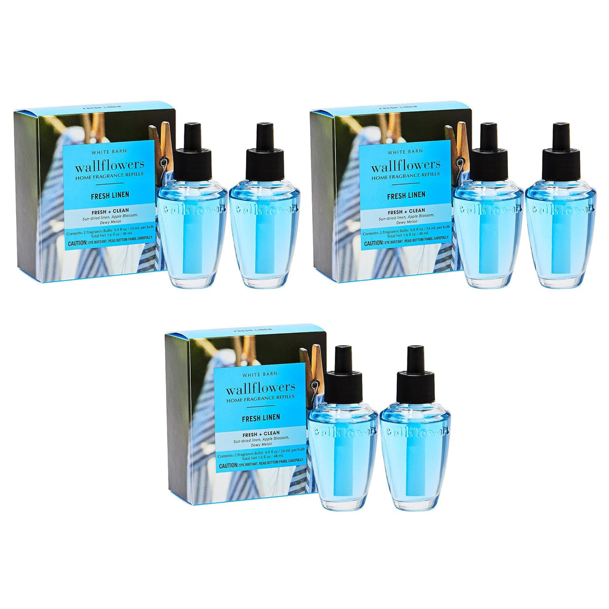 Bath & Body Works Wallflowers Refills, Fresh Linen Scent, 6 Pack