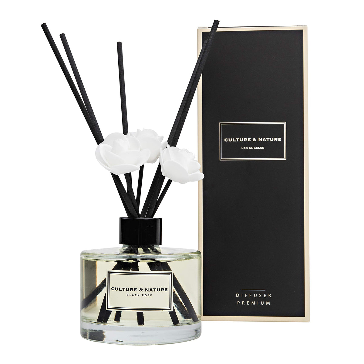 CULTURE & NATURE Reed Diffuser Set 6.7oz (200ml) Clean Cotton Scented Diffuser with Sticks Home Fragrance Reed Diffuser for Bathroom Shelf Decor