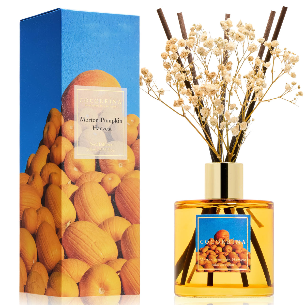 Cocorrína Reed Diffuser Set, Clean Linen 6.7 fl oz Scented Diffuser with Sticks Home Fragrance Reed Diffuser for Bathroom Shelf Décor