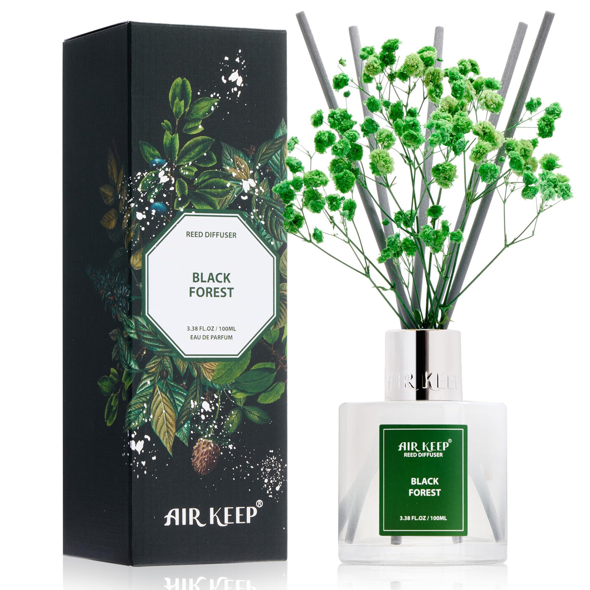 Airkeep Reed Diffuser Set,3.38 fl oz (100 ml) - Ocean Mist&Sea Salt Oil Diffusers with 8 Reed Sticks,Home Fragrance Reed Diffuser for Bathroom Shelf Decor