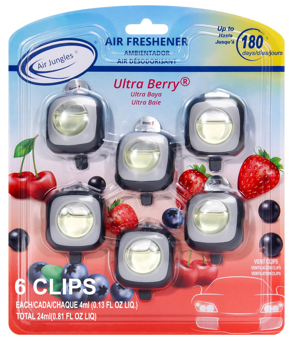 Air Jungles Honey Peach Scent Pink Car Air Freshener Vent Clip 6 Ct