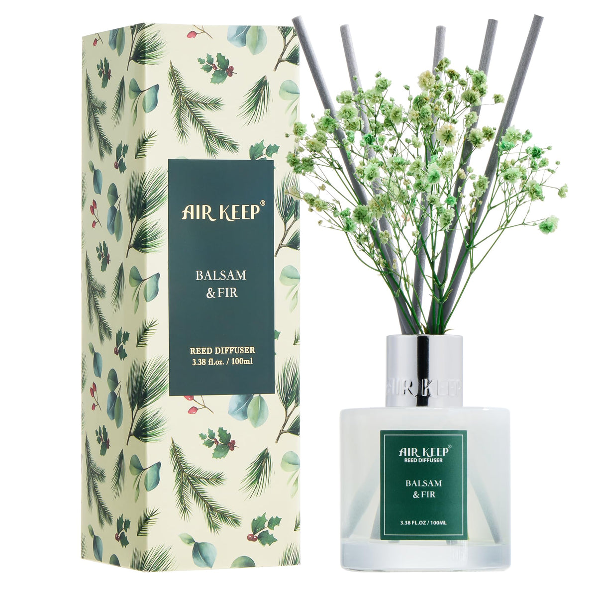 Airkeep Reed Diffuser Set,3.38 fl oz (100 ml) - Clean Linen Oil Diffusers with 8 Reed Sticks,Home Fragrance Reed Diffuser for Bathroom Shelf Decor