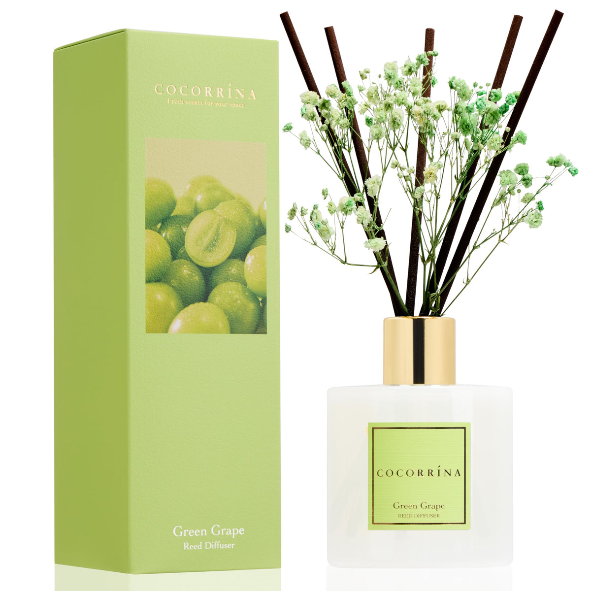 Cocorrína Reed Diffuser Set, 6.7 fl.oz Clean Linen 2 Packs Scented Diffuser with Sticks Home Fragrance Reed Diffuser for Bathroom Shelf Decor