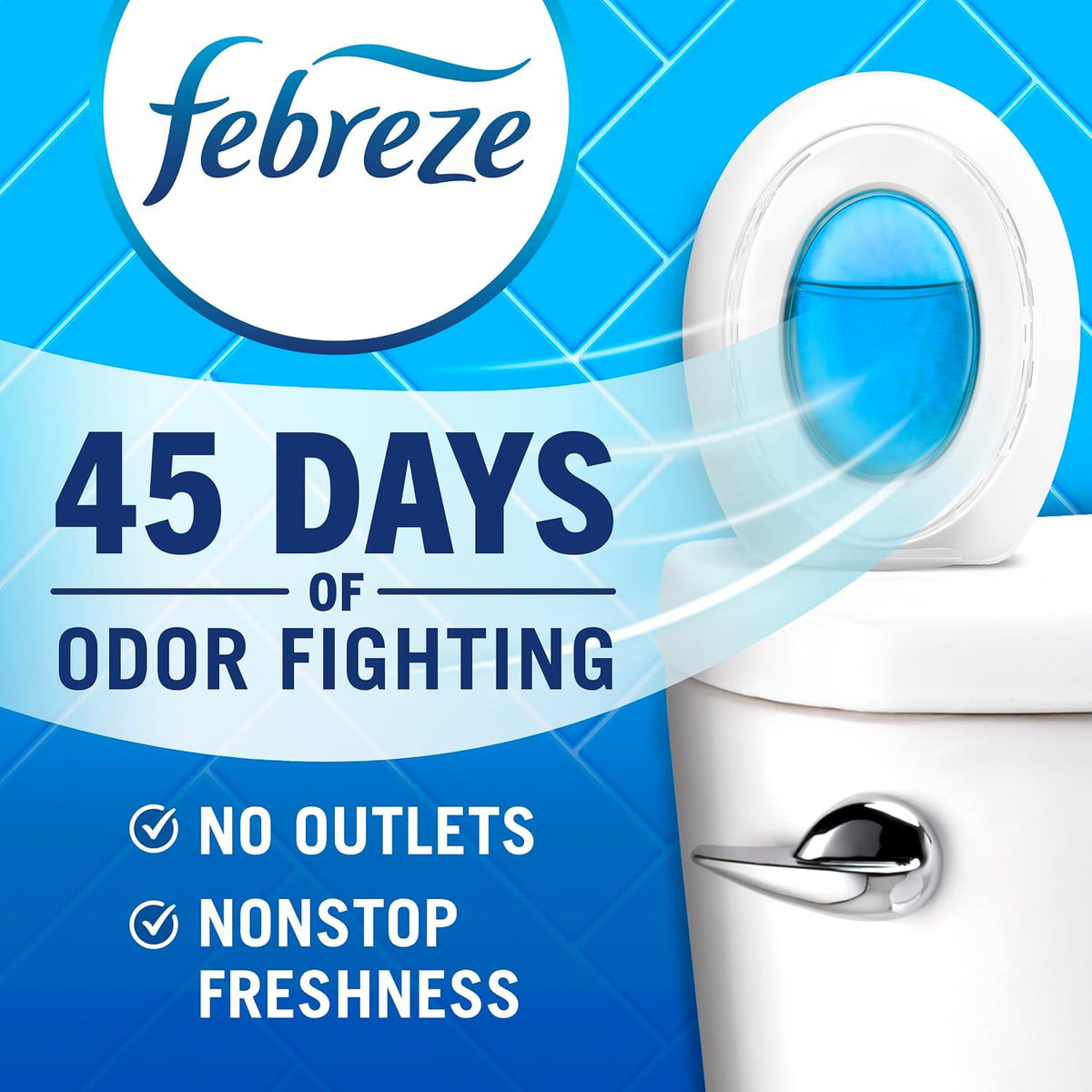 Febreze Bathroom Air Freshener, Odor-Fighting, Plug In Alternative, Air Fresheners for Small Spaces in Home, Bathroom, Kitchen, & Closet, Pet & Litter Box Odor Fighter, Refresh & Energize Scent, 4ct