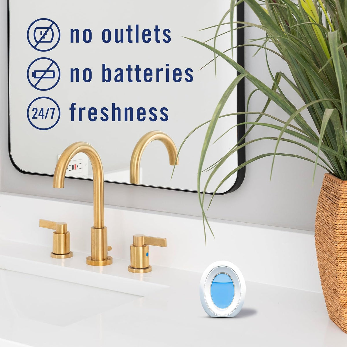 Febreze Bathroom Air Freshener, Odor-Fighting, Plug In Alternative, Air Fresheners for Small Spaces in Home, Bathroom, Kitchen, & Closet, Pet & Litter Box Odor Fighter, Refresh & Energize Scent, 4ct